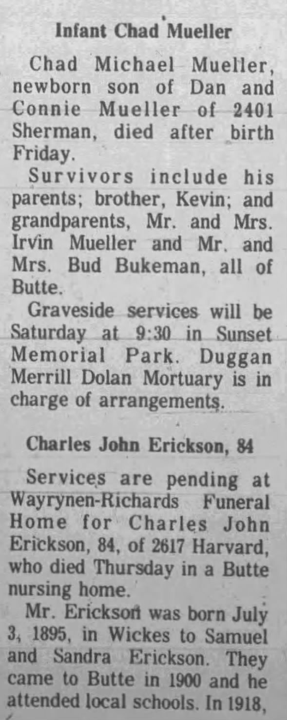 Obituary for Chad Michael Mueller (Aged 84)